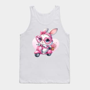 Valentine Rabbit In Pink Scooter Tank Top